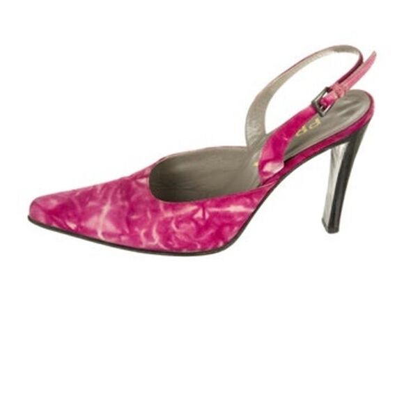 Prada Vintage Pink Suede Tie-Dye Pointed Slingback Pumps size 37.5 - Picture 9 of 11